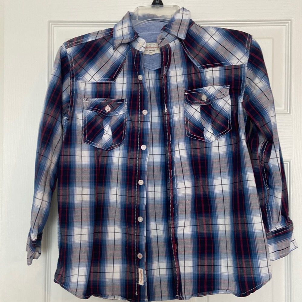 Boys Button Up Long Sleeve Shirt-Size 10